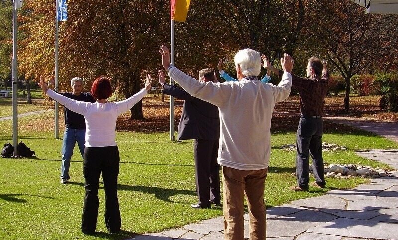 People attending a Qigong class.